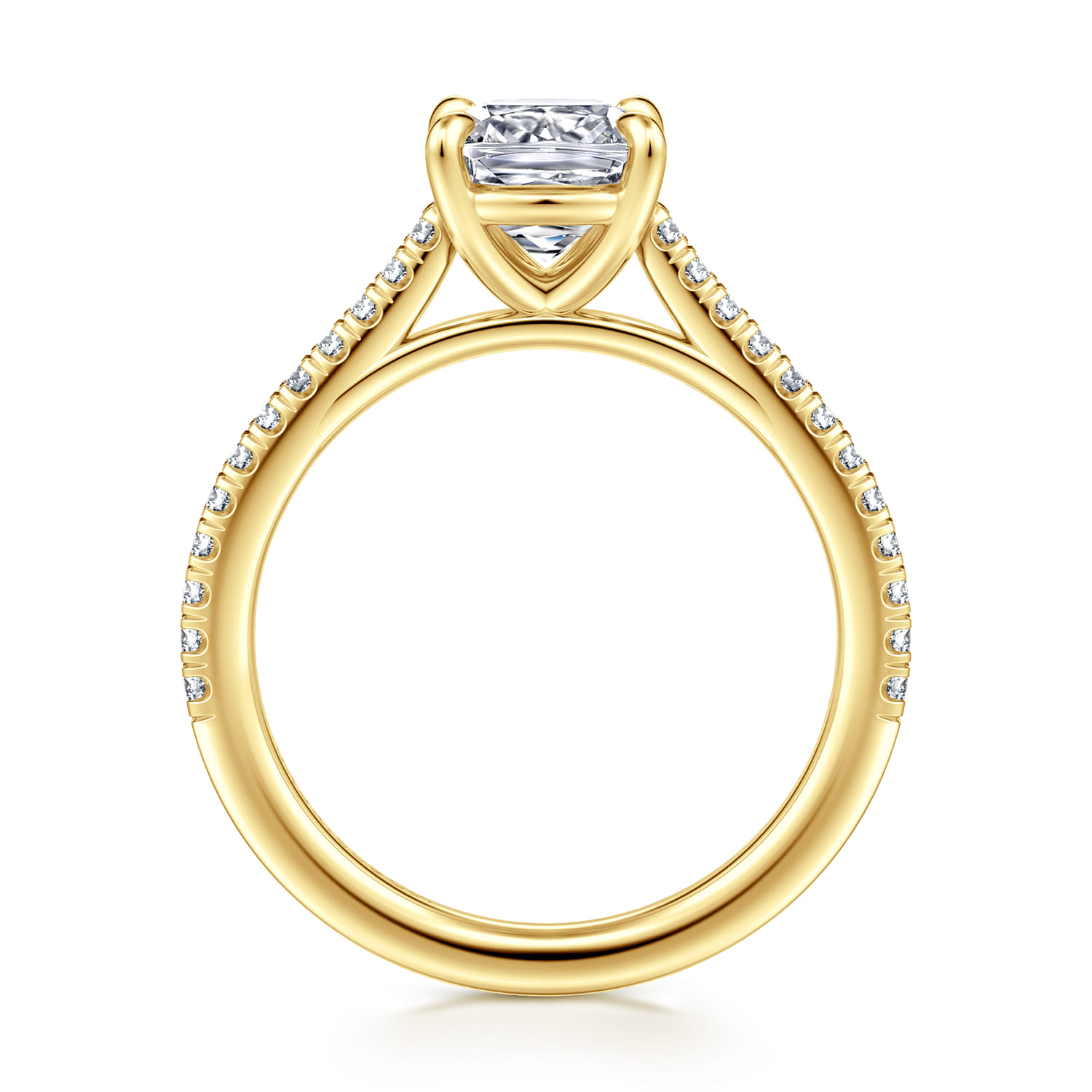 Cushion Diamond Engagement Ring in 14K Yellow Gold, photograph 2