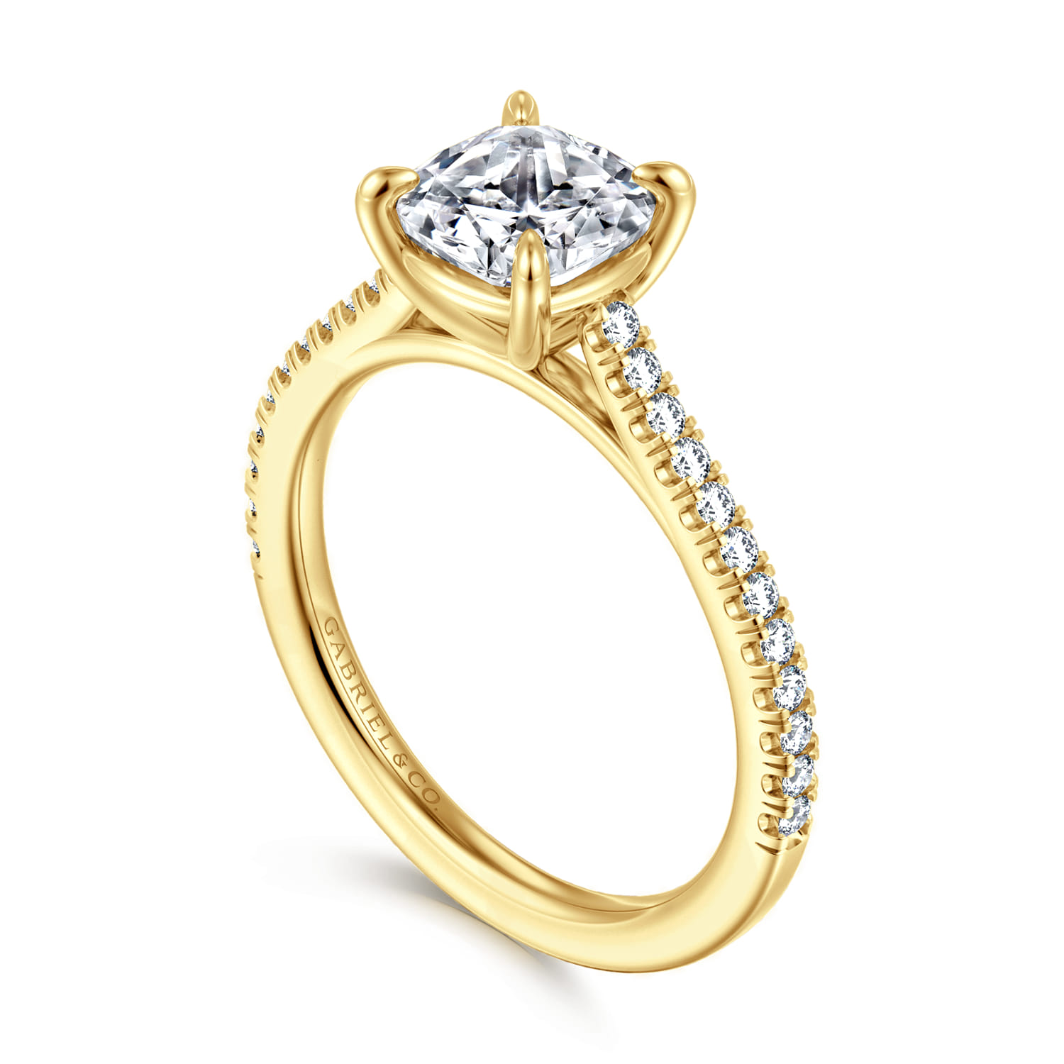 Cushion Diamond Engagement Ring in 14K Yellow Gold, photograph 3