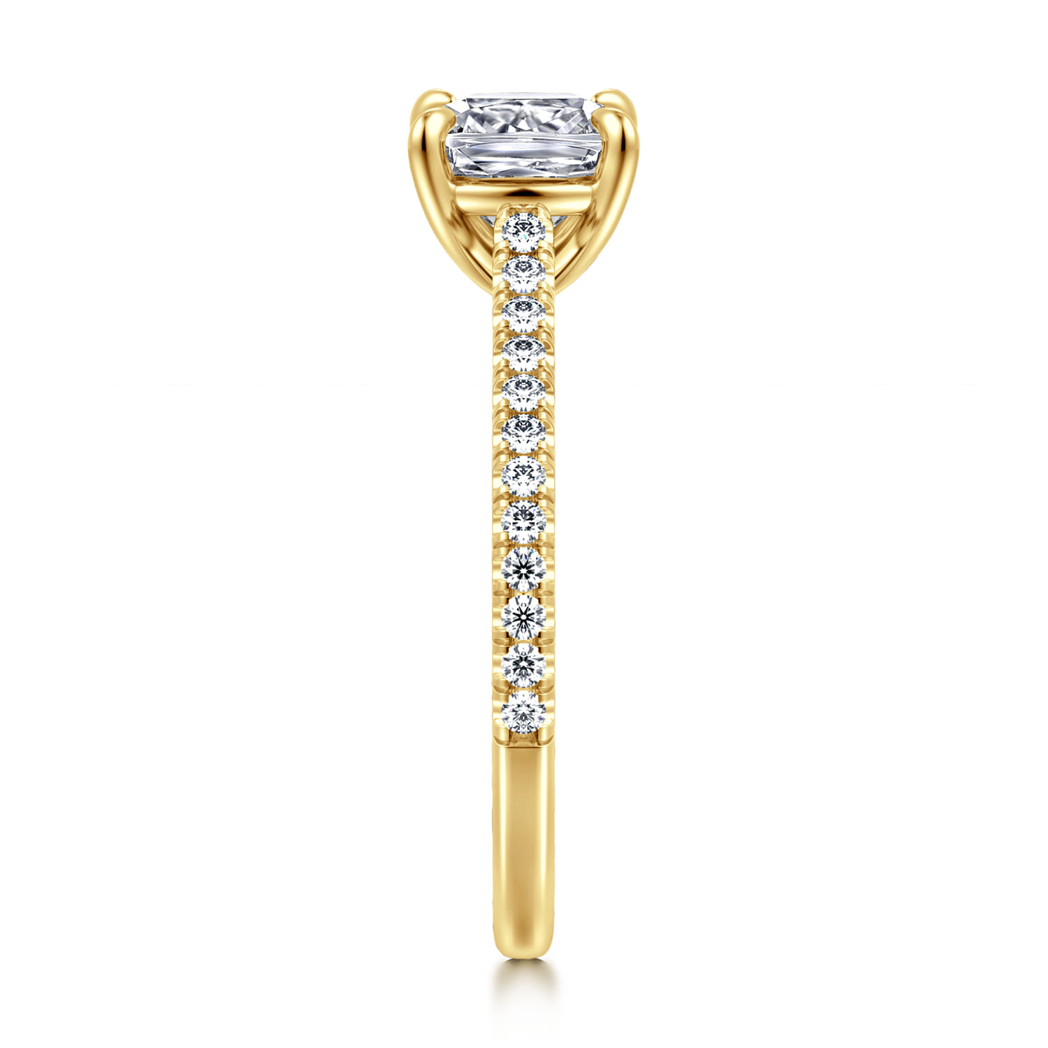 Cushion Diamond Engagement Ring in 14K Yellow Gold, photograph 4