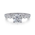 Silvey - 14K White Gold Cushion Cut Single Prong Diamond Engagement Ring