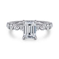 Silvey - 14K White Gold Emerald Cut Single Prong Diamond Engagement Ring