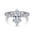 Silvey - 14K White Gold Marquise Shape Single Prong Diamond Engagement Ring