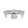 Silvey - 14K White Gold Oval Single Prong Diamond Engagement Ring