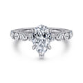 Silvey - 14K White Gold Pear Shape Single Prong Diamond Engagement Ring
