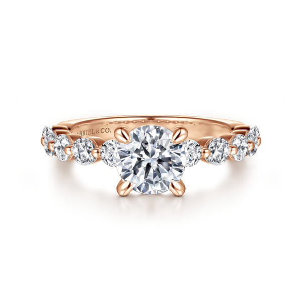 14K Rose Gold Round Single Prong Diamond Engagement Ring