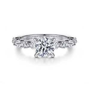 Silvey - 14K White Gold Round Single Prong Diamond Engagement Ring