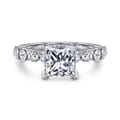 Silvey - 14K White Gold Princess Cut Single Prong Diamond Engagement Ring