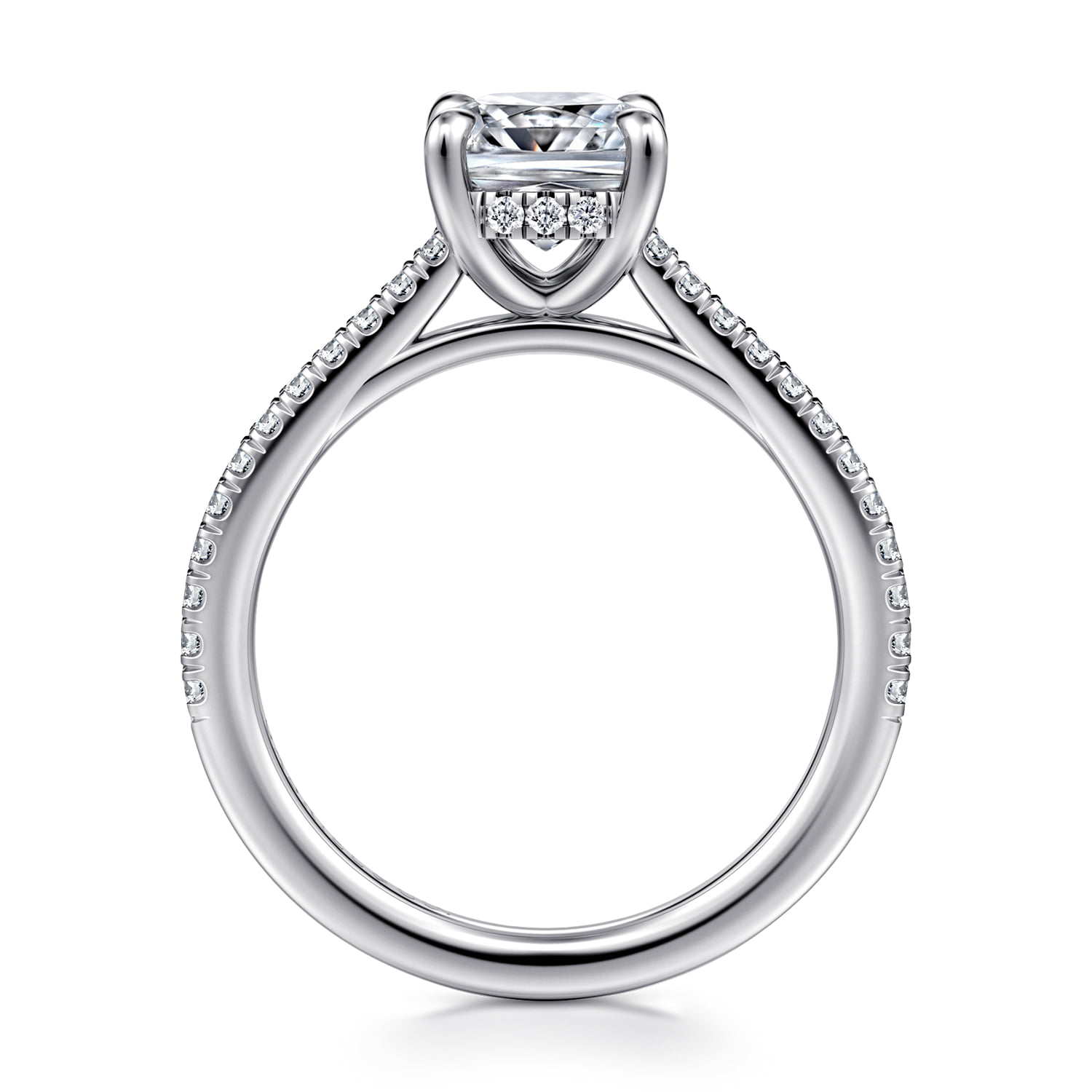 Cushion Diamond Engagement Ring in 14K White Gold, photograph 2