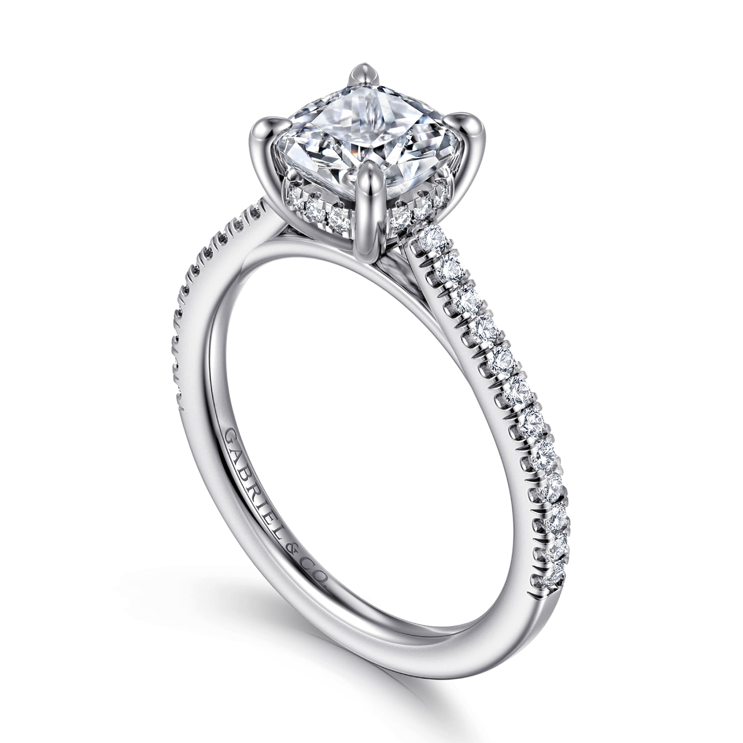 Cushion Diamond Engagement Ring in 14K White Gold, photograph 3