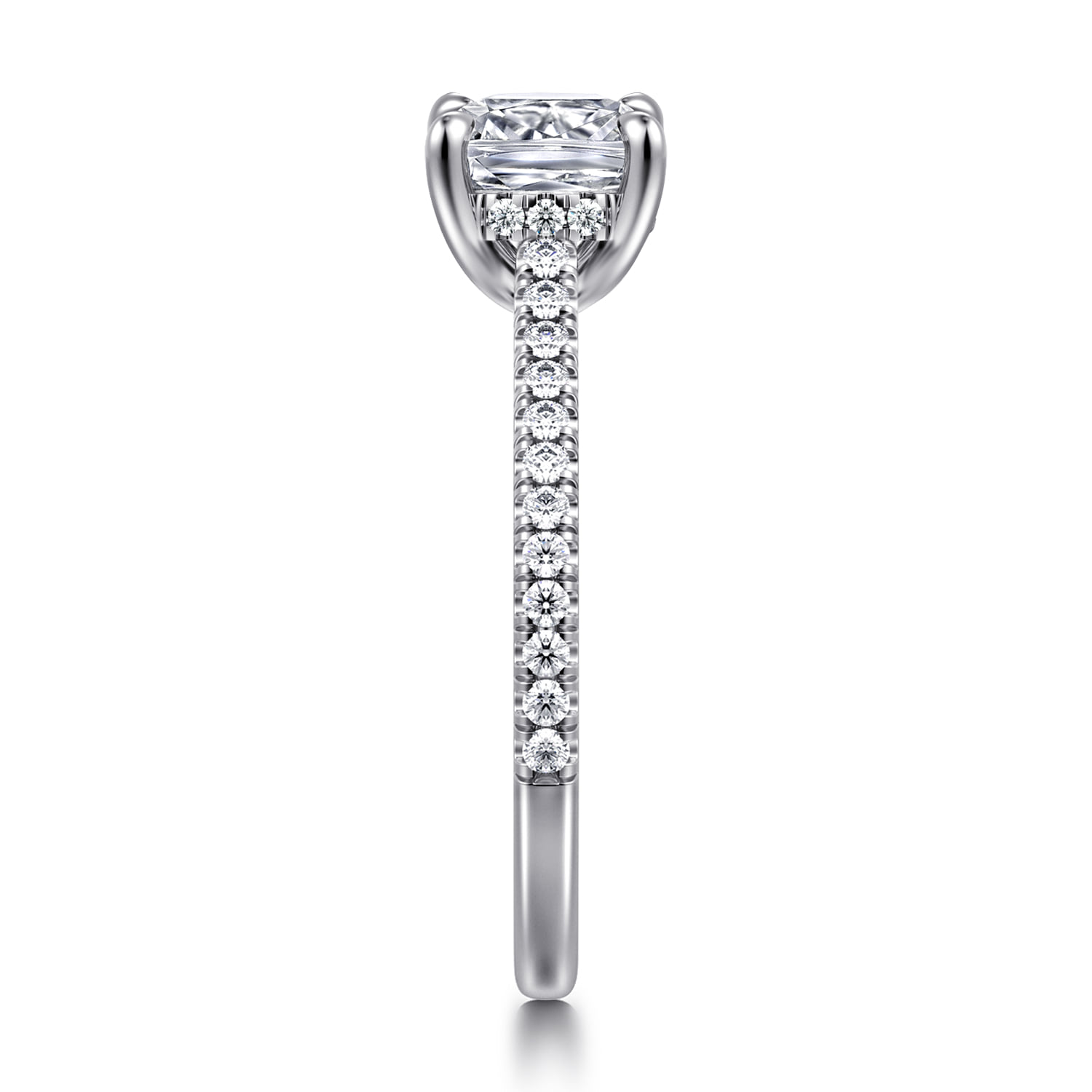 Cushion Diamond Engagement Ring in 14K White Gold, photograph 4