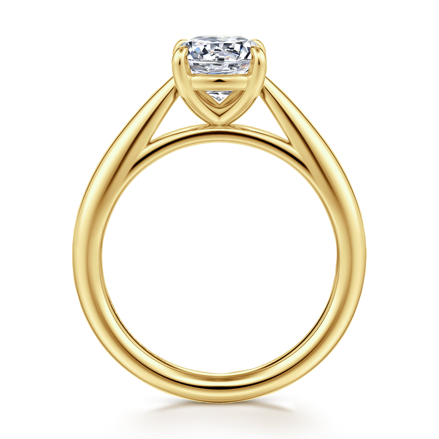Cushion Solitaire Diamond Engagement Ring in 14K Yellow Gold, photograph 2