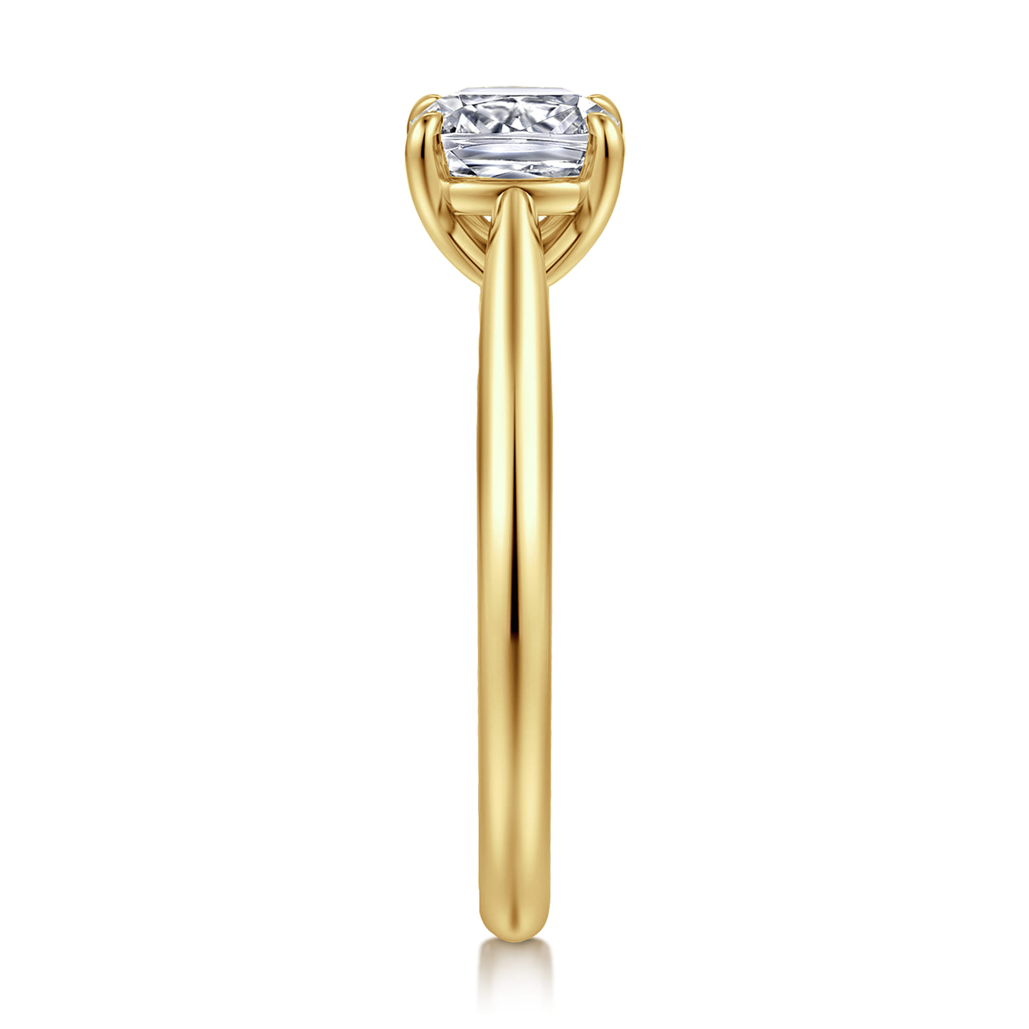 Cushion Solitaire Diamond Engagement Ring in 14K Yellow Gold, photograph 4