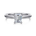 Bambi - 14K White Gold Emerald Cut Solitaire Diamond Engagement Ring