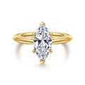 Bambi - 14K Yellow Gold 6 Prong Marquise Shape Diamond Engagement Ring