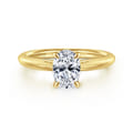 Bambi - 14K Yellow Gold Oval Solitaire Diamond Engagement Ring