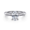 Bambi - 14K White Gold Oval Solitaire Diamond Engagement Ring
