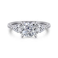Adalia - 14K White Gold Cushion Cut Three Stone Diamond Engagement Ring