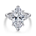 Adalia - 14K White Gold Marquise Shape Three Stone Diamond Engagement Ring