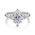 Adalia - 14K White Gold Marquise Shape Three Stone Diamond Engagement Ring
