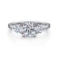 Adalia - 14K White Gold Round Three Stone Diamond Engagement Ring