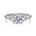 Adalia - 14K White Gold Round Three Stone Diamond Engagement Ring