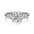 Adalia - 14K White Gold Round Three Stone Diamond Engagement Ring