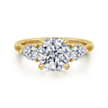 Adalia - 14K Yellow Gold Round Three Stone Diamond Engagement Ring