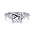 Adalia - 14K White Gold Princess Cut Three Stone Diamond Engagement Ring