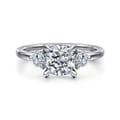 Adeline - 14K White Gold Cushion Cut Three Stone Diamond Engagement Ring