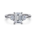 Adeline - 14K White Gold Emerald Cut Three Stone Diamond Engagement Ring