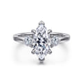 Adeline - 14K White Gold Marquise Shape Three Stone Diamond Engagement Ring