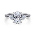 Adeline - 14K White Gold Oval Three Stone Diamond Engagement Ring