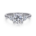 Adeline - 14K White Gold Round Three Stone Diamond Engagement Ring
