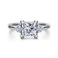Adeline - 14K White Gold Princess Cut Three Stone Diamond Engagement Ring
