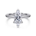 Daniele - 14K White Gold Marquise Shape Solitaire Diamond Engagement Ring