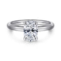 Daniele - 14K White Gold Oval Solitaire Diamond Engagement Ring
