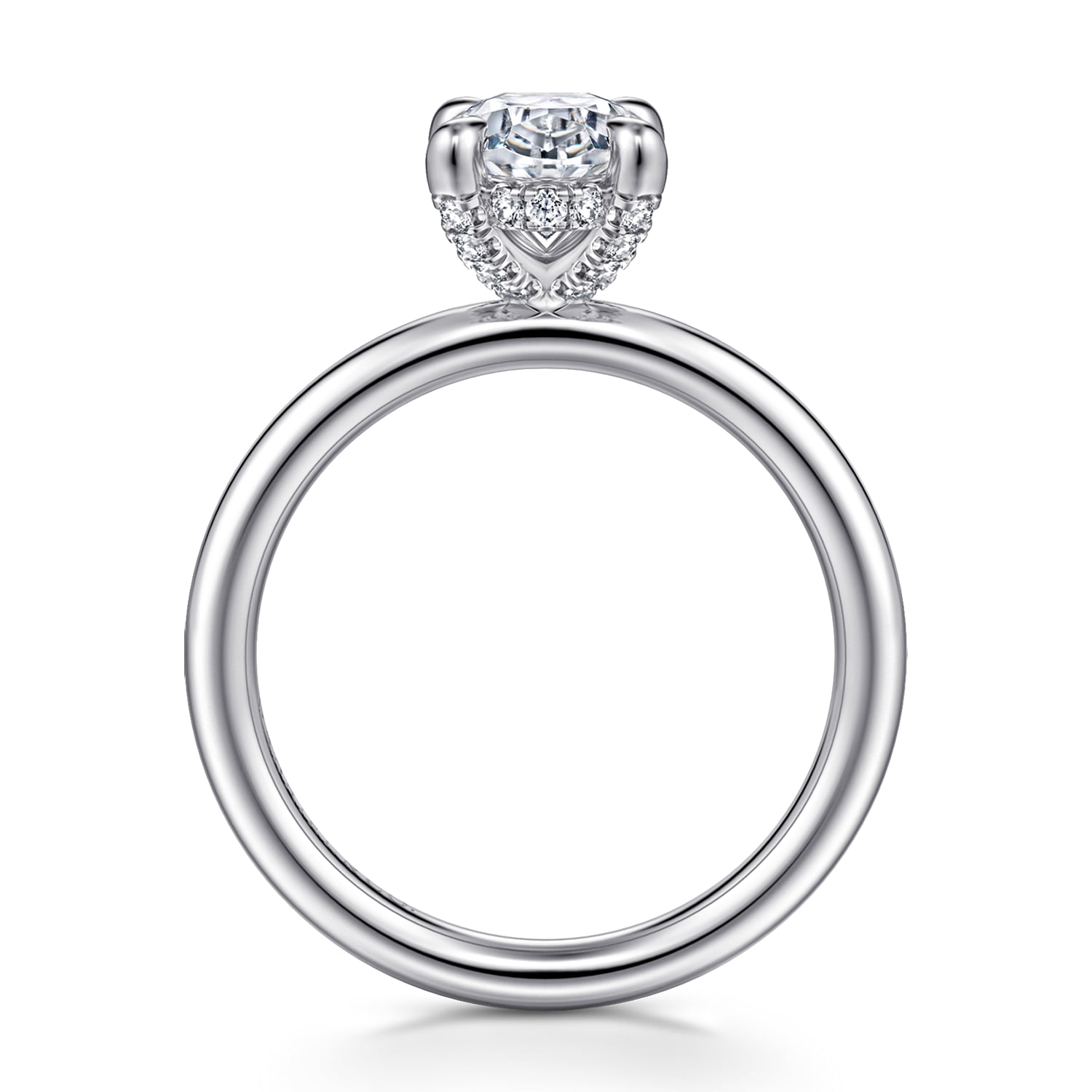 Oval Solitaire Diamond Engagement Ring in 14K White Gold, photograph 2