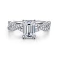 Josefina - 14K White Gold Twisted Emerald Cut Diamond Engagement Ring