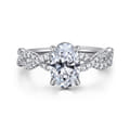 Josefina - 14K White Gold Twisted Oval Diamond Engagement Ring
