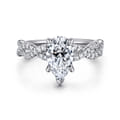 Josefina - 14K White Gold Twisted Pear Shape Diamond Engagement Ring