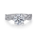 Josefina - 14K White Gold Twisted Round Diamond Engagement Ring