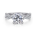 Josefina - 14K White Gold Twisted Round Diamond Engagement Ring