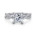 Josefina - 14K White Gold Twisted Princess Cut Diamond Engagement Ring