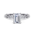 Dariella - 14K White Gold Emerald Cut Diamond Engagement Ring