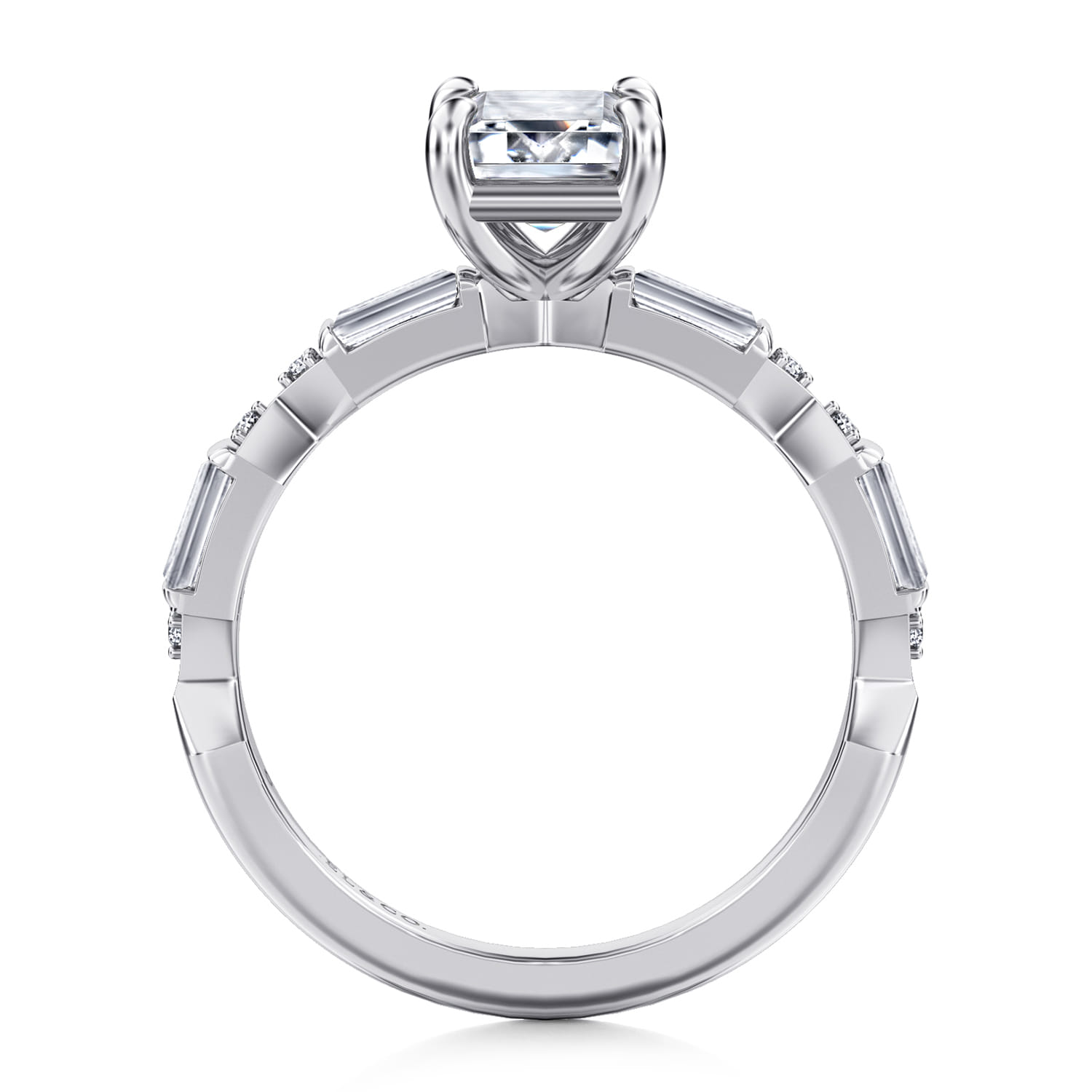 Emerald Diamond Engagement Ring in 14K White Gold, photograph 2