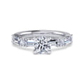 Leanna - 14K White Gold Baguette and Round Diamond Engagement Ring