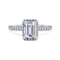 Senne - 14K White Gold Emerald Cut Hidden Halo Diamond Engagement Ring