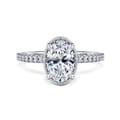 Senne - 14K White Gold Oval Cut Hidden Halo Diamond Engagement Ring