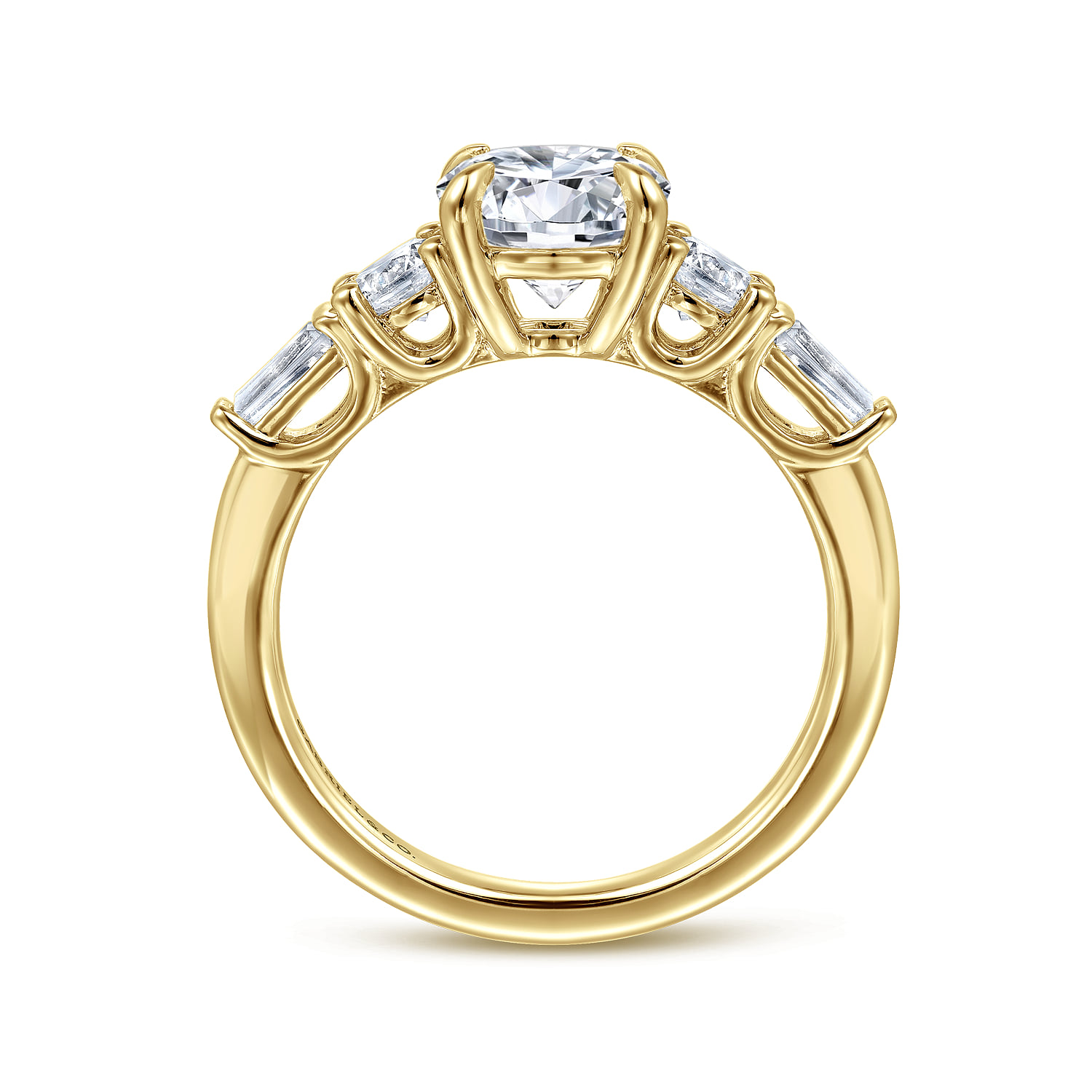 Round Five Stone Diamond Engagement Ring in 14K Yellow Gold, photograph 2