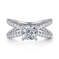 Elite - 14K White Gold Split Shank Cushion Cut Diamond Engagement Ring